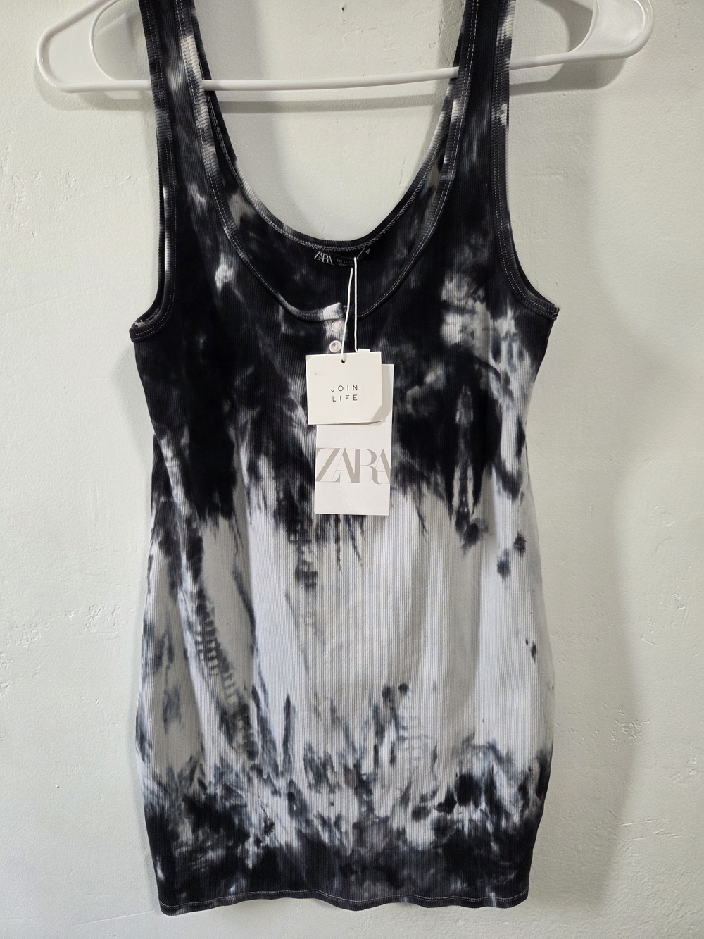 Zara Join Life Black & White Tie-Dye Tank Top